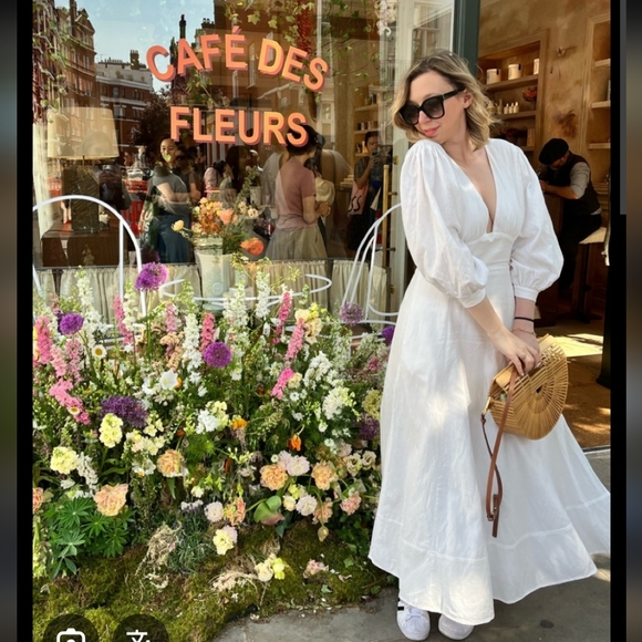 Christie Puff Sleeve Plunge Midi Dress Size 10 - Picture 13 of 14